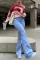 Denim high waist leg flared trousers