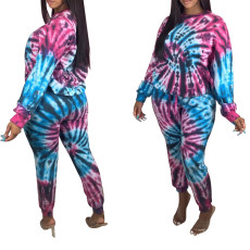 Printed tie dyed casual two piece set