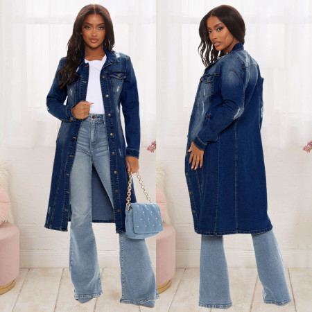 Fashion casual hole washed women's horn jeans