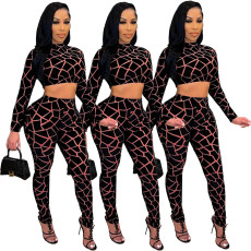 Printed sexy grain two piece set
