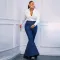 Slim denim wide leg pants