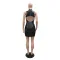 Round neck perspective Hip Wrap Dress