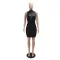 Round neck perspective Hip Wrap Dress