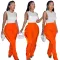 Solid sexy drawstring elastic waist side tassel casual pants