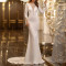 Dunhuang round neck long sleeve dress slim fit solid color evening dress