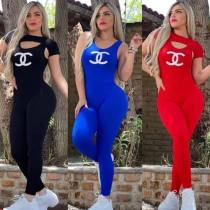 Casual sexy fashion printed one-piece pants set