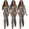 Fashion slim fit pleated Plaid one-piece pants