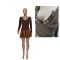 Solid color pleated PU leather short skirt long sleeve pit strip two piece set