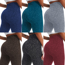 Popular sports seamless leopard yoga pants and shorts