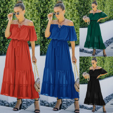 Spring and summer new chest wrap off shoulder dress