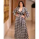 Printed fashion style large swing skirt loose dress without belt