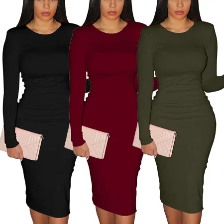Sexy fashion solid dress