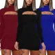 Sexy fashion wrinkled solid dress