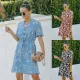 New summer V-neck Floral Chiffon Dress