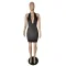 Solid V-neck sexy dress