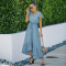 Spring and summer new V-neck short sleeve skirt Chiffon Dress