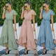 Spring and summer new V-neck short sleeve skirt Chiffon Dress