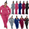 Casual solid color hooded long sleeve sweater set large women's wear