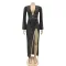 Hot drill deep V wide sleeve irregular split beard long dress