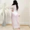 Hot drill deep V wide sleeve irregular split beard long dress