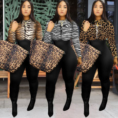 Women's leopard print casual Jumpsuit