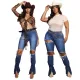 Ripped leg strap Slim Fit Jeans