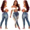 Pierced tassel jeans fashion personality Street trend denim pants