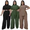Casual bandage wide leg pants two piece set