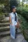Pierced sleeveless denim coat cardigan Cloak
