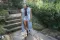 Pierced sleeveless denim coat cardigan Cloak