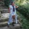 Pierced sleeveless denim coat cardigan Cloak