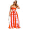 Color striped print Halter backless dress