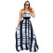 Color striped print Halter backless dress