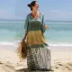 Casual beach bikini hoodie with straps