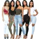 Fashion high waist denim hole tights