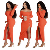 Shoulder split casual dress
