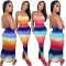 Sexy suspender gradient split dress