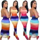 Sexy suspender gradient split dress