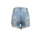 High waist perforated casual denim shorts