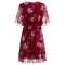 V-neck Ruffle Floral Chiffon Dress