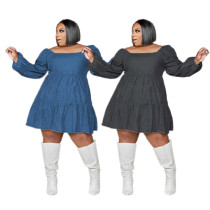 Solid denim one neck dress