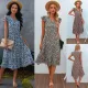 V-neck floral dress long skirt