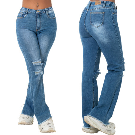 Stretch flare mid waist jeans