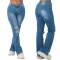 Stretch flare mid waist jeans