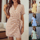 Fashion bow V-neck dress