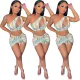 Sexy printed split swimsuit three piece set