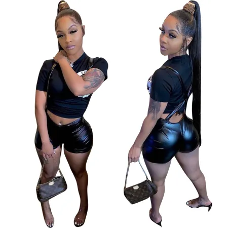 Strap PU leather pants