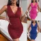 Solid V-neck slim dress