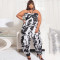 Sexy chest wrapped printed neck Jumpsuit