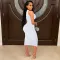 Solid half high neck hip wrap dress